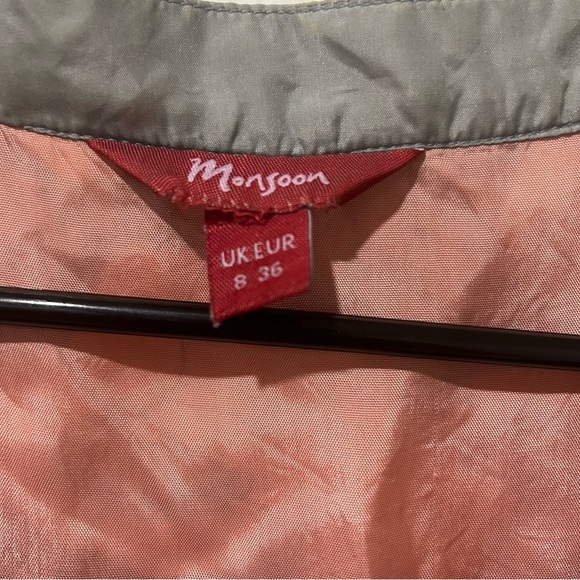 Monsoon Blue and Orange Leaf Print Midi Dress Size 8 - Picture 6 of 7